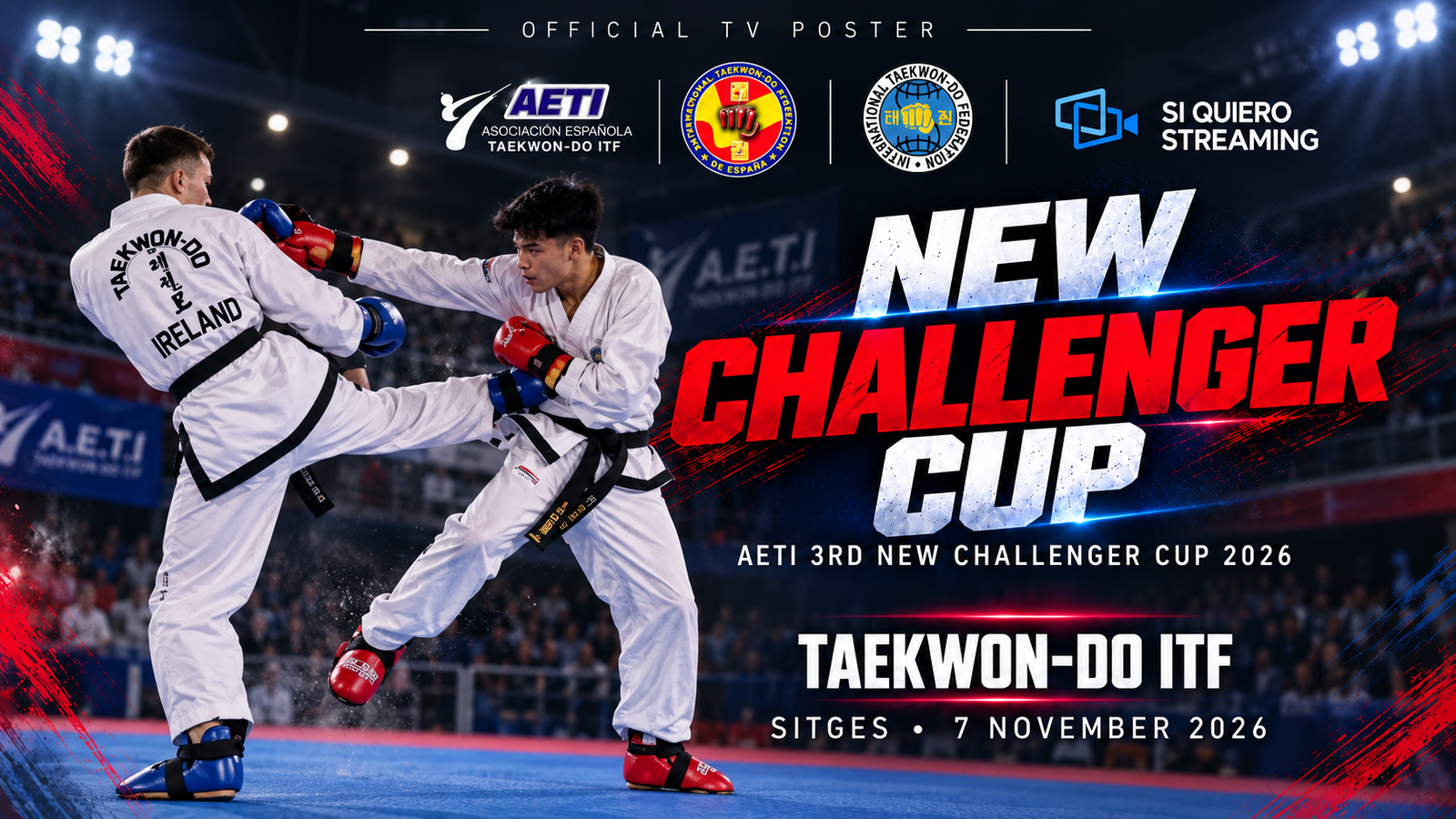 Cartel oficial New Challenger Cup 2026 Taekwon-Do ITF Sitges